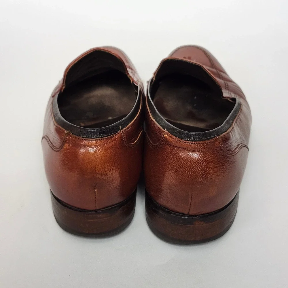 Vintage Florsheim Imperial Brown Leather Tassel Loafers Goodyear 10D 93287